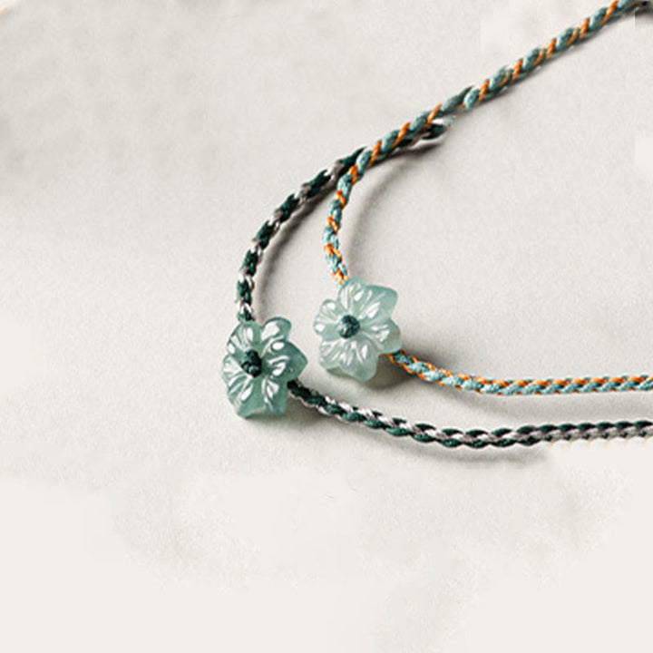 Buddha Stones Handmade Green String Jade Orchid Braided Prosperity Bracelet - image 11