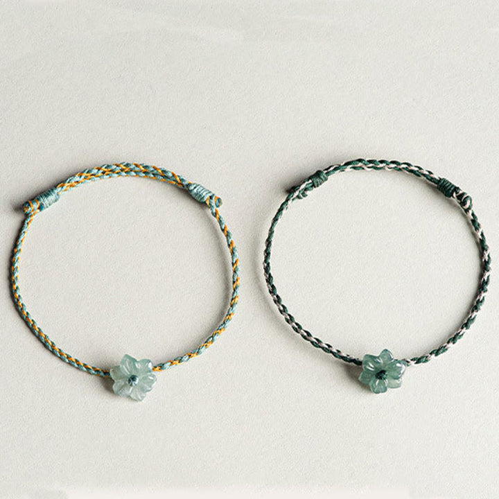 Buddha Stones Handmade Green String Jade Orchid Braided Prosperity Bracelet - image 15