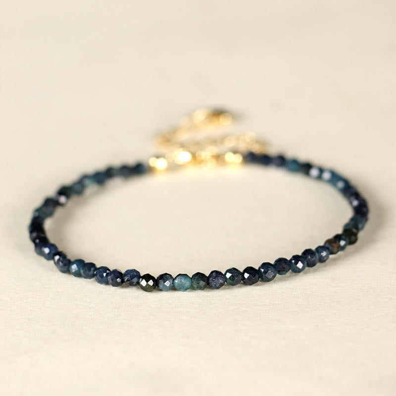 Buddha Stones Indicolite Tourmaline Copper Beads Wisdom Bracelet - 3mm Indicolite Tourmaline(Inner Diameter: 52mm) - image 0