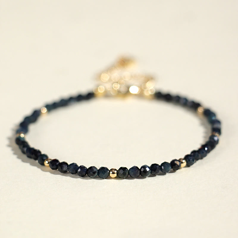 Buddha Stones Indicolite Tourmaline Copper Beads Wisdom Bracelet - 3mm Indicolite Tourmaline Copper Bead(Inner Diameter: 52mm) - image 3