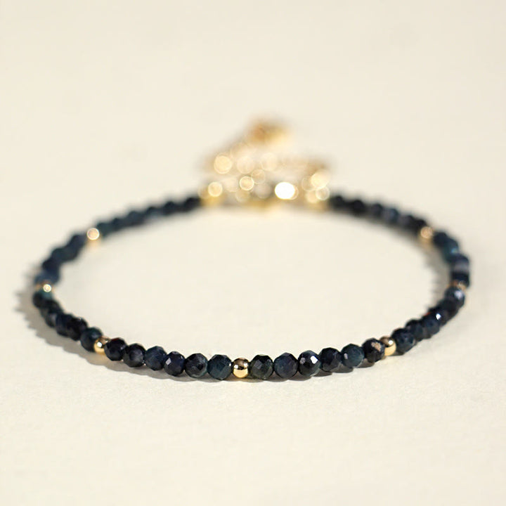 Buddha Stones Indicolite Tourmaline Copper Beads Wisdom Bracelet - 3mm Indicolite Tourmaline Copper Bead(Inner Diameter: 52mm) - image 3