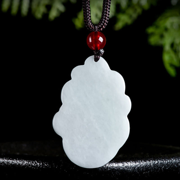 Buddha Stones Natural Jade Nine Tailed Fox Luck Necklace Pendant - image 3