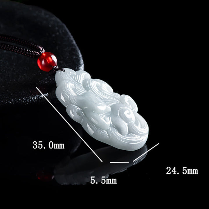 Buddha Stones Natural Jade Nine Tailed Fox Luck Necklace Pendant - image 7