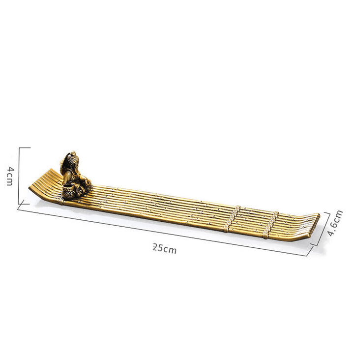 Buddha Stones Fisherman Bamboo Fishing Boat Alloy Incense Stick Holder Healing Incense Burner Decoration - image 7