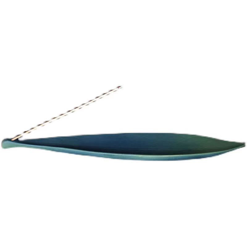 Buddha Stones Willow Leaf Healing Ceramic Stick Incense Burner Decoration - image 2