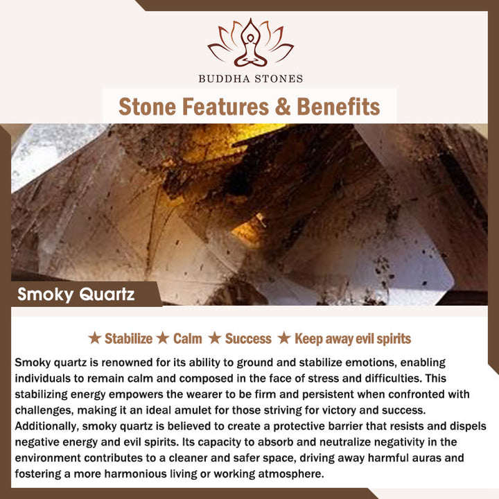 Buddha Stones Smoky Quartz Black Obsidian Ultra-thin Beads Success Bracelet - image 4