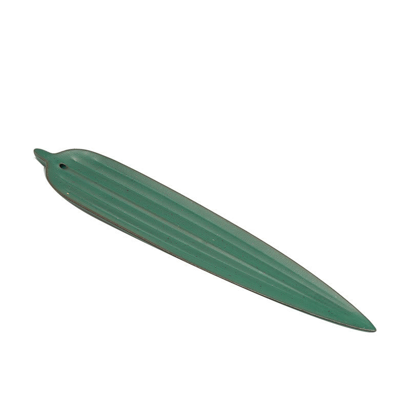 Buddha Stones Green Bamboo Leaf Healing Ceramic Incense Burner Decoration - image 3