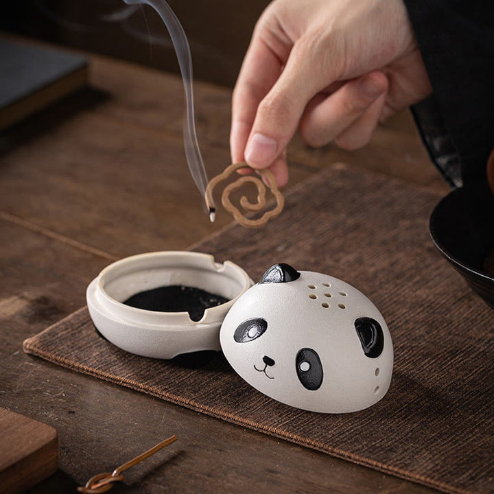 Buddha Stones Cute Panda Healing Ceramic Incense Burner Desk Decoration - image 11