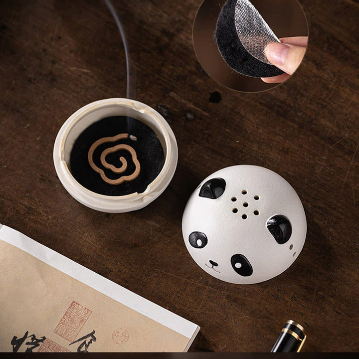 Buddha Stones Cute Panda Healing Ceramic Incense Burner Desk Decoration - image 16