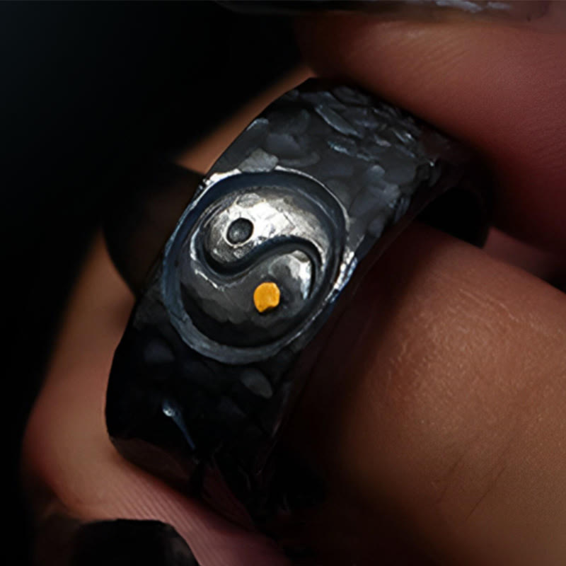 Buddha Stones 999 Sterling Silver Yin Yang Balance Ring - image 3