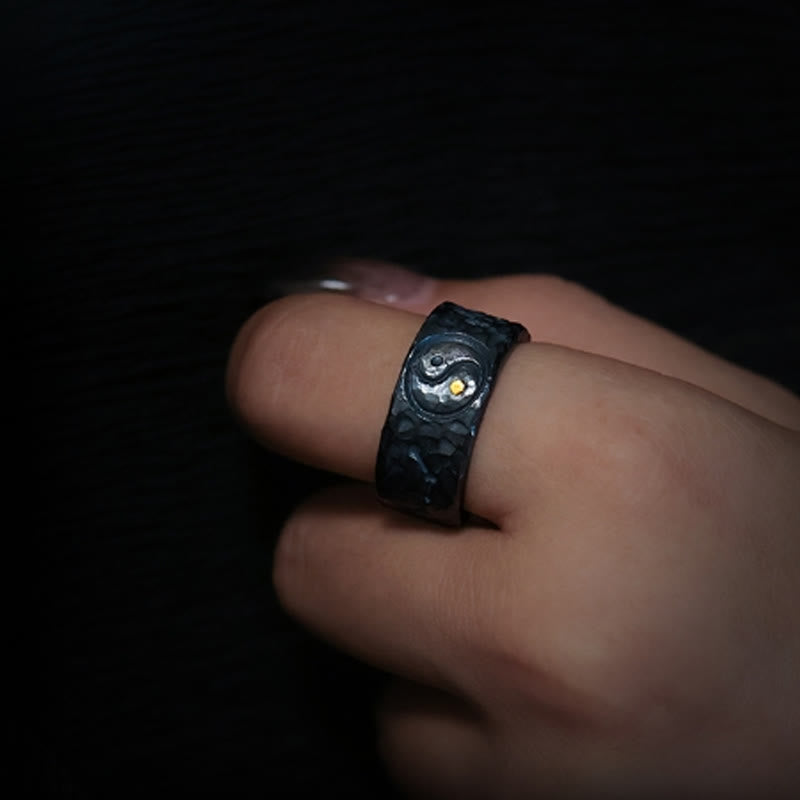 Buddha Stones 999 Sterling Silver Yin Yang Balance Ring - image 4