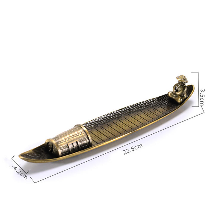 Buddha Stones Fisherman Boat Alloy Incense Stick Holder Healing Incense Burner Decoration - image 6
