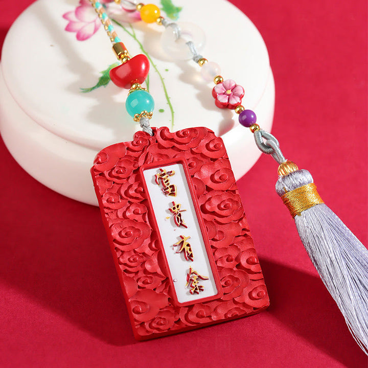 Buddha Stones Natural Cinnabar Koi Fish Lotus Design Blessing Peace Buckle Car Hanging Decoration - image 2