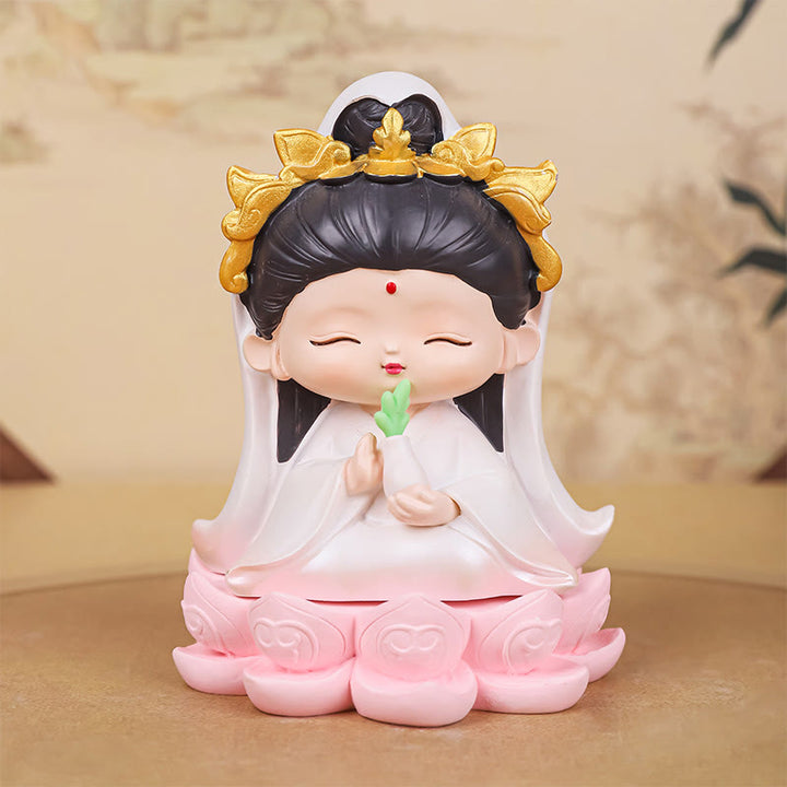 Buddha Stones Meditation Avalokitesvara Lotus Boy Girl Resin Statue Harmony Home Decoration - Avalokitesvara Lotus 6.6*6.6*9.1cm - image 17