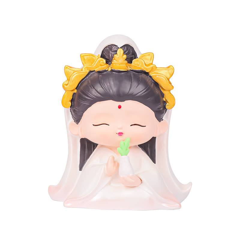 Buddha Stones Meditation Avalokitesvara Lotus Boy Girl Resin Statue Harmony Home Decoration - image 5