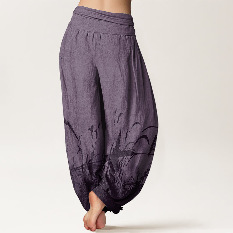 Buddha Stones Cotton Wild Grass Pattern Women's Elastic Waist Harem Pants - image 9