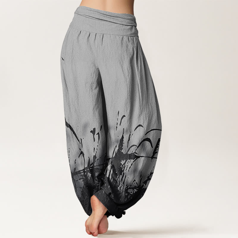 Buddha Stones Cotton Wild Grass Pattern Women's Elastic Waist Harem Pants - image 2