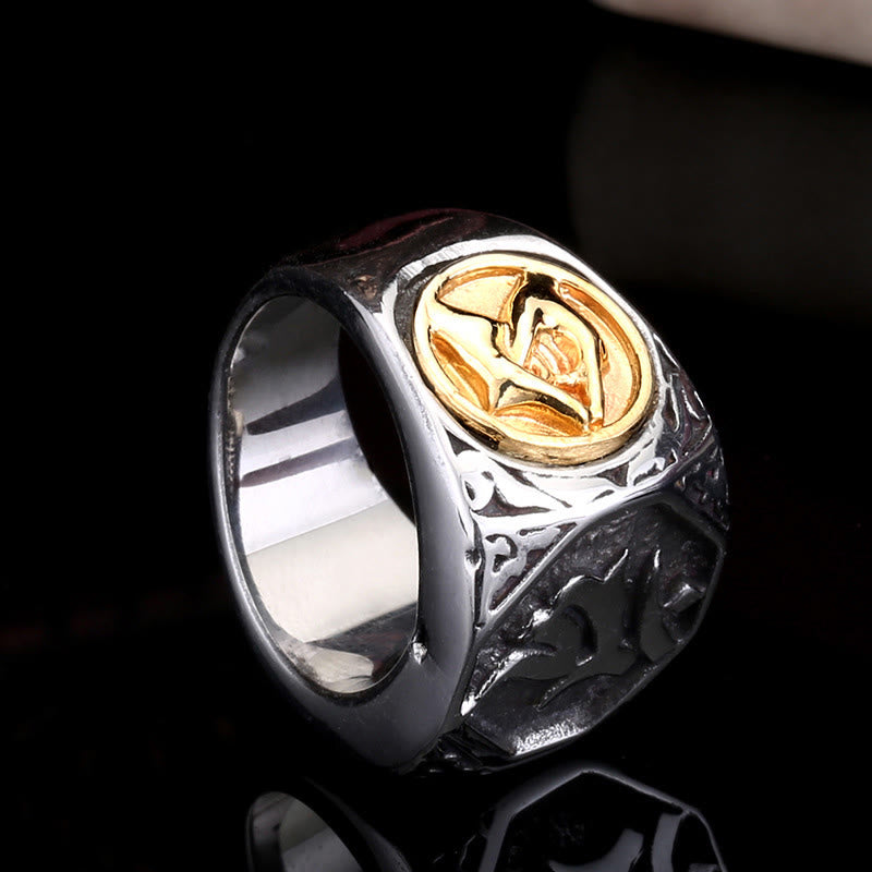 Buddha Stones Tibetan Titanium Steel Greeting Hand Sword Sign Sanskrit Balance Ring - image 3