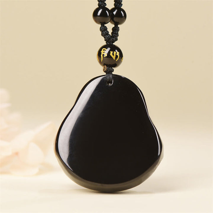 Buddha Stones Natural Black Obsidian Ice Obsidian Laughing Buddha Purification Necklace Pendant - image 14