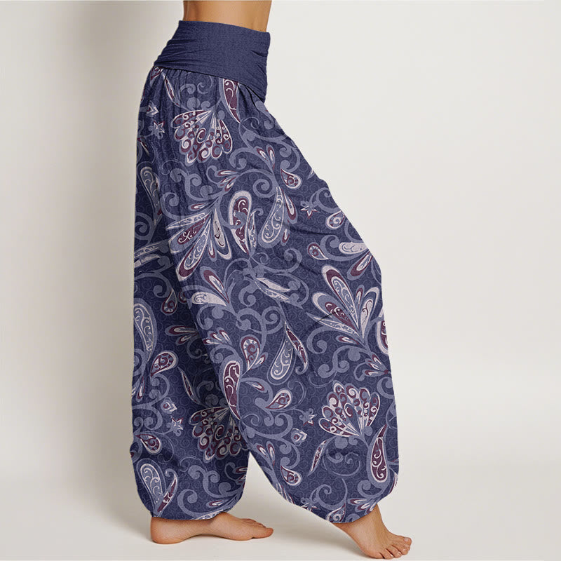 Buddha Stones Cotton Casual Flower Petals Design Women's Elastic Waist Harem Pants - image 5