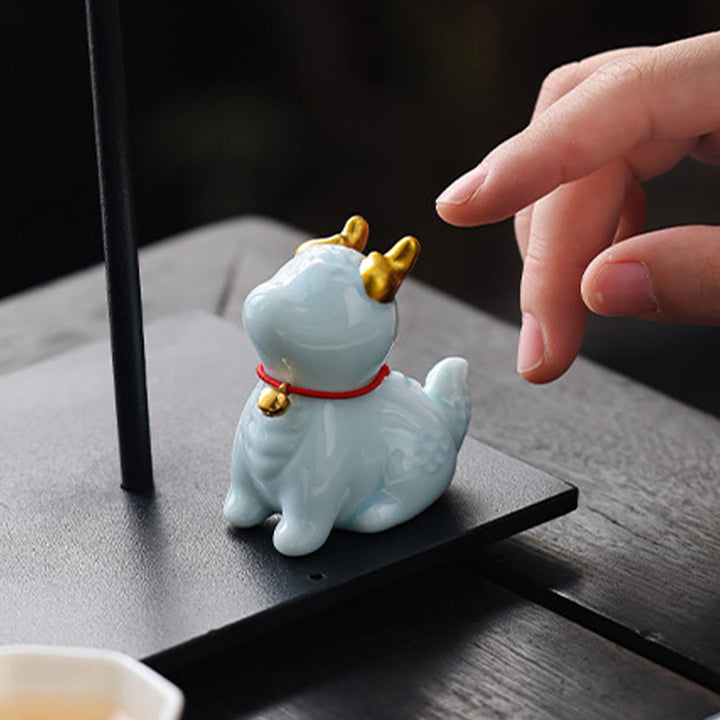 Buddha Stones Dragon Bell Healing Ceramic Incense Burner Desk Decoration - image 15