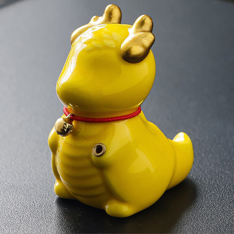 Buddha Stones Dragon Bell Healing Ceramic Incense Burner Desk Decoration - Yellow Dragon Bell 5.4*3.5*6cm - image 11