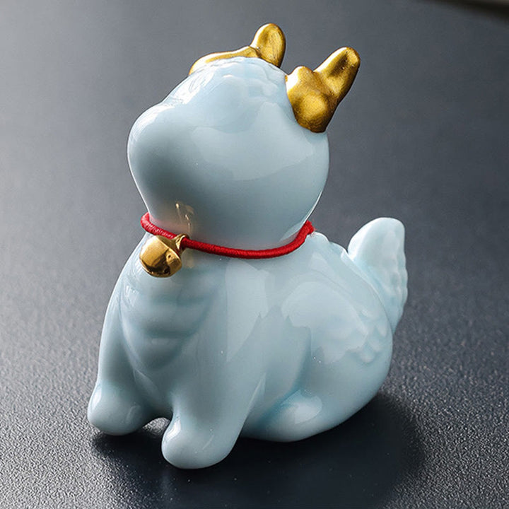 Buddha Stones Dragon Bell Healing Ceramic Incense Burner Desk Decoration - Blue Dragon Bell 5.1*3.3*5.6cm - image 13