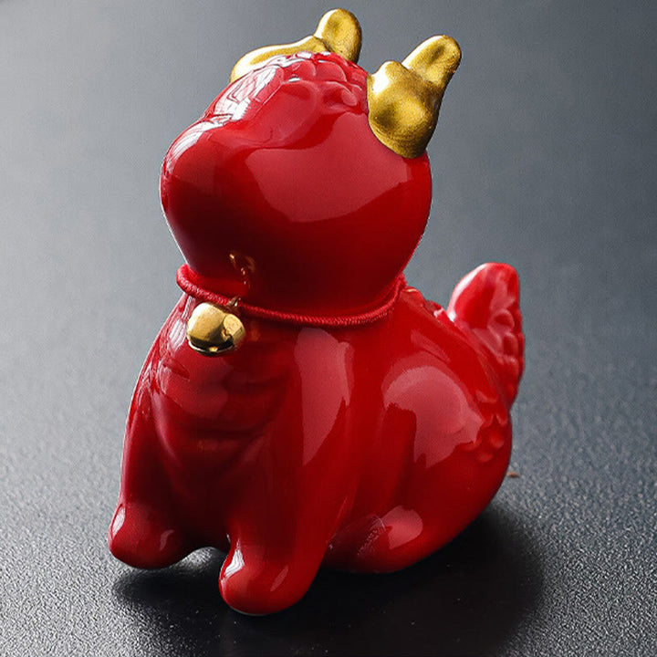 Buddha Stones Dragon Bell Healing Ceramic Incense Burner Desk Decoration - Red Dragon Bell 5.1*3.3*5.6cm - image 20