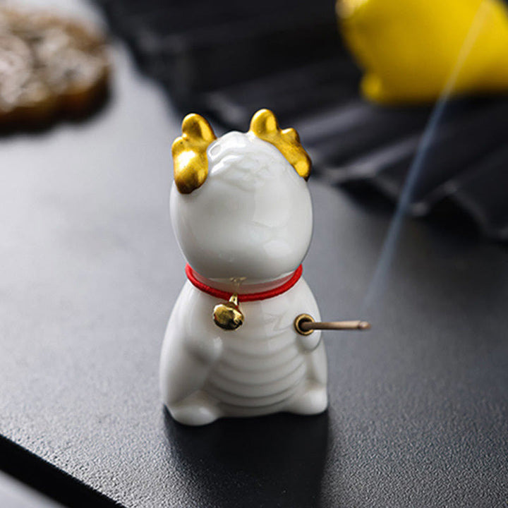Buddha Stones Dragon Bell Healing Ceramic Incense Burner Desk Decoration - image 8