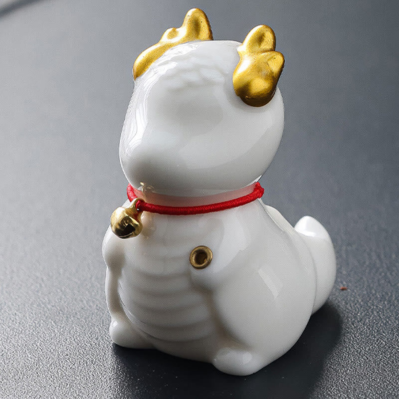 Buddha Stones Dragon Bell Healing Ceramic Incense Burner Desk Decoration - White Dragon Bell 5.4*3.5*6cm - image 7