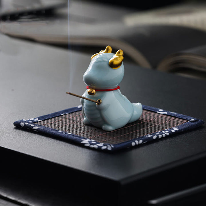 Buddha Stones Dragon Bell Healing Ceramic Incense Burner Desk Decoration - image 6