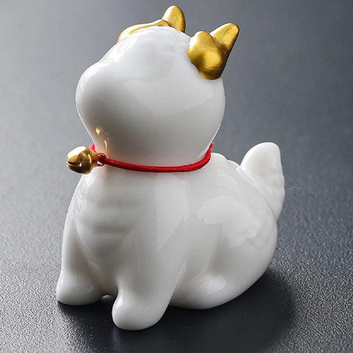 Buddha Stones Dragon Bell Healing Ceramic Incense Burner Desk Decoration - White Dragon Bell 5.1*3.3*5.6cm - image 17