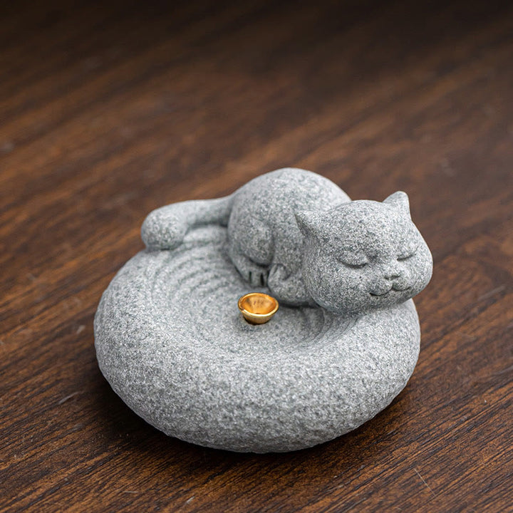 Buddha Stones Cute Lazy Standing Cat Healing Incense Burner Desk Decoration - Lazy Cat 6.5*6.5*3.5cm - image 12