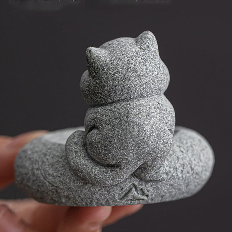 Buddha Stones Cute Lazy Standing Cat Healing Incense Burner Desk Decoration - image 10