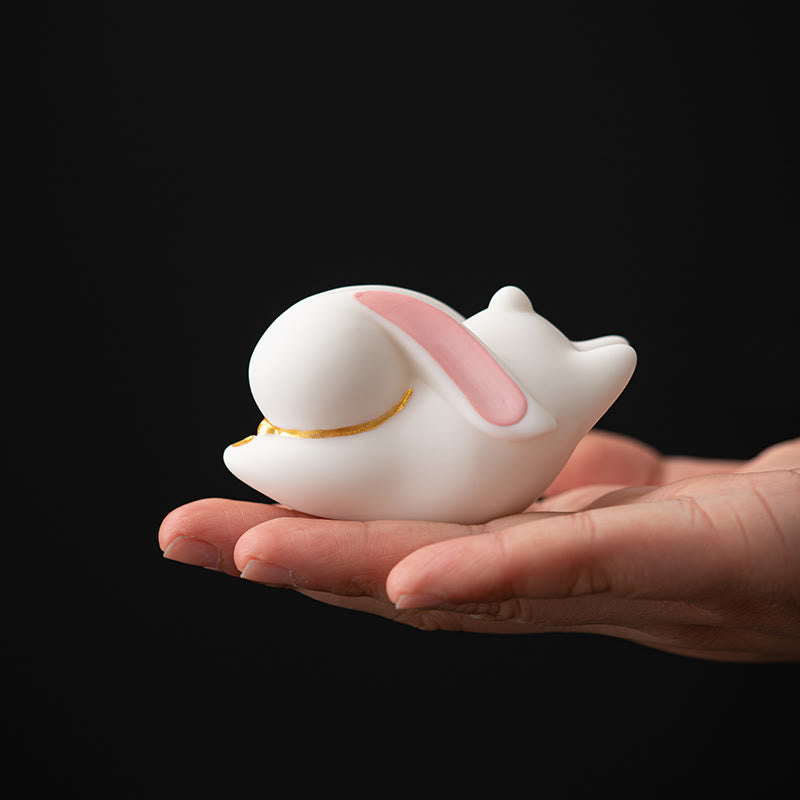 Buddha Stones Flying Rabbit Bamboo Mat Healing Ceramic Incense Burner Desk Decoration - image 15