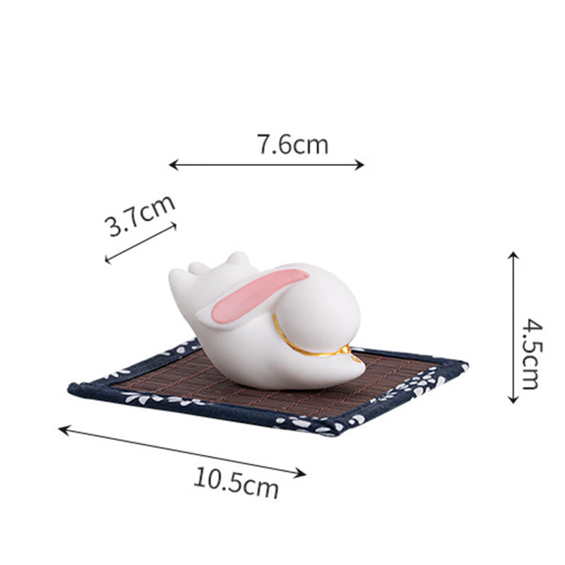 Buddha Stones Flying Rabbit Bamboo Mat Healing Ceramic Incense Burner Desk Decoration - image 6