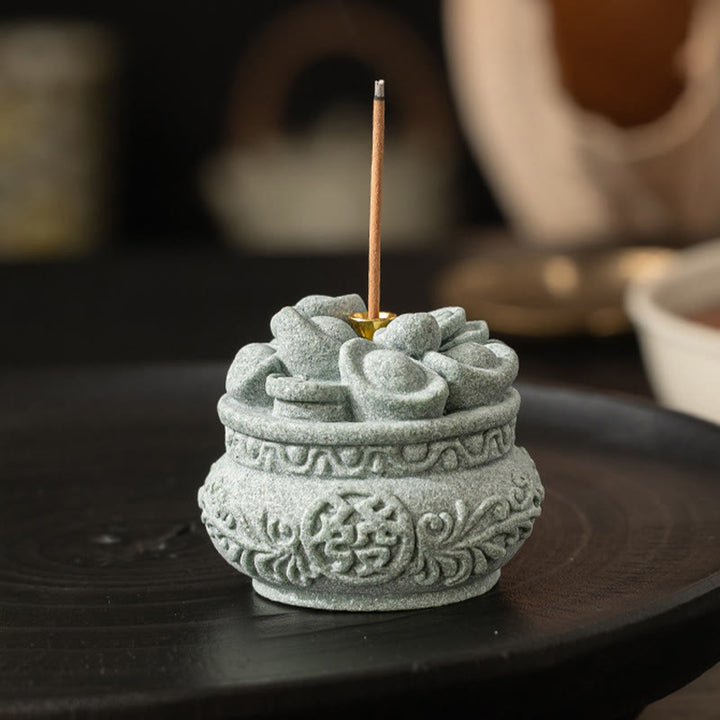 Buddha Stones Chinese Character Fu Ingots Healing Incense Burner Desk Decoration - image 5