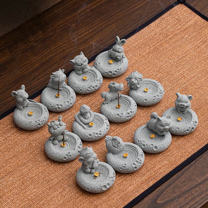 Buddha Stones Chinese Zodiac Healing Incense Burner Desk Decoration - image 1