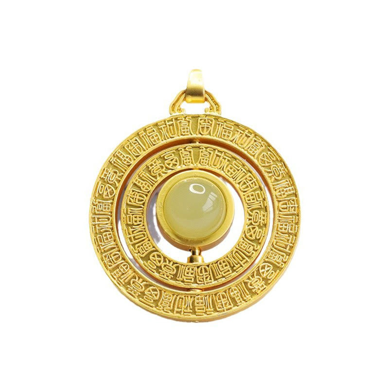 Buddha Stones Hetian Jade Hundred Blessings Fu Character Luck Rotatable Necklace Pendant - image 10