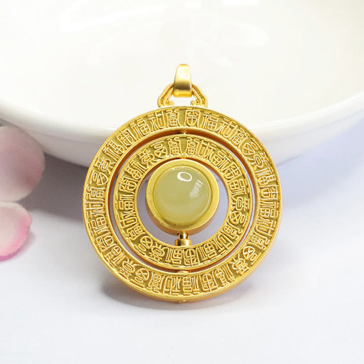 Buddha Stones Hetian Jade Hundred Blessings Fu Character Luck Rotatable Necklace Pendant - image 9