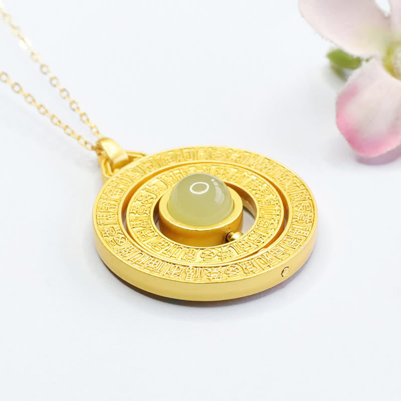 Buddha Stones Hetian Jade Hundred Blessings Fu Character Luck Rotatable Necklace Pendant - image 2