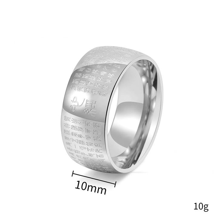 Buddha Stones Tibetan Seal Heart Sutra Titanium Steel Balance Ring - image 13