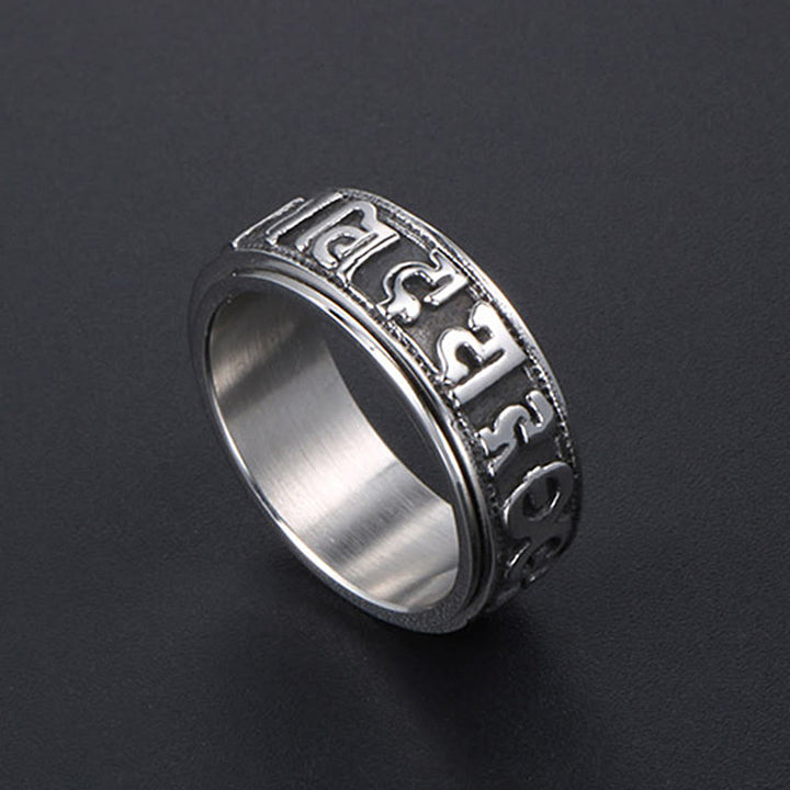 Buddha Stones Tibetan Om Mani Padme Hum Titanium Steel Spinner Balance Ring - image 15