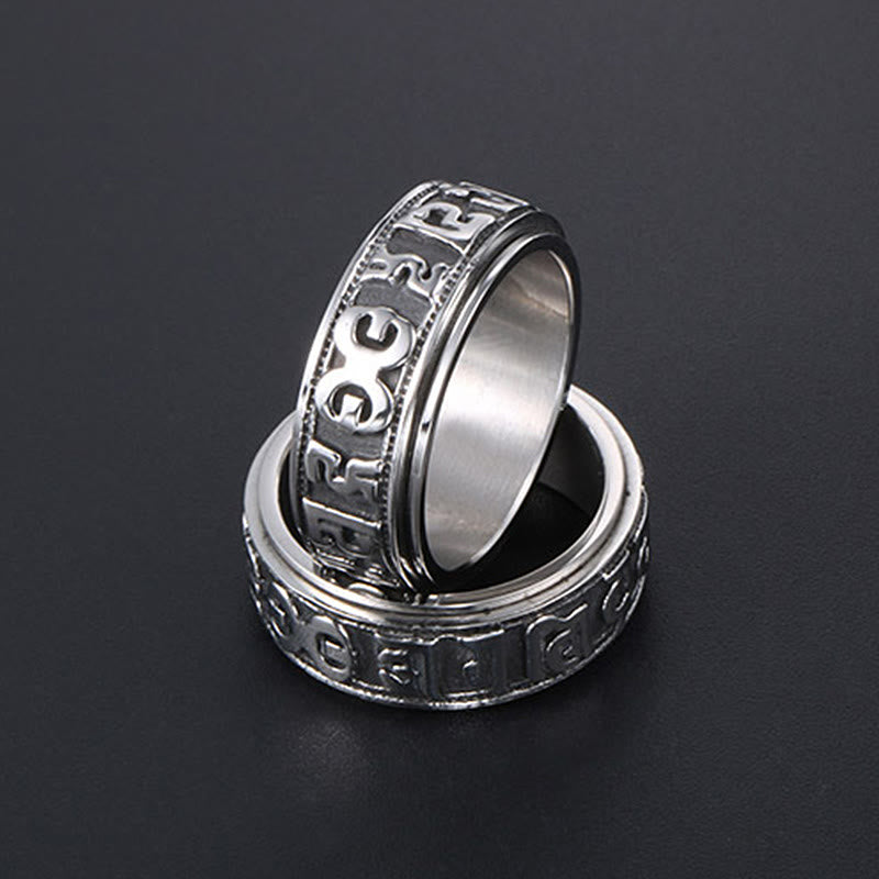 Buddha Stones Tibetan Om Mani Padme Hum Titanium Steel Spinner Balance Ring - image 18