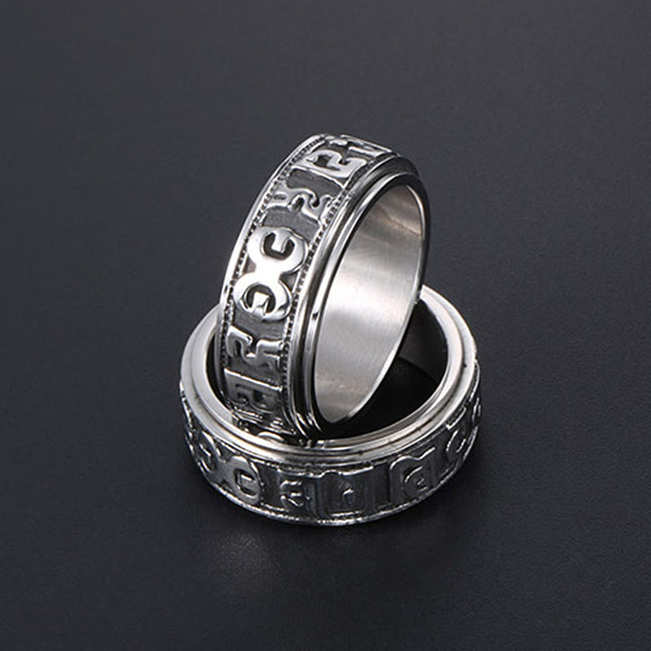 Buddha Stones Tibetan Om Mani Padme Hum Titanium Steel Spinner Balance Ring - image 18