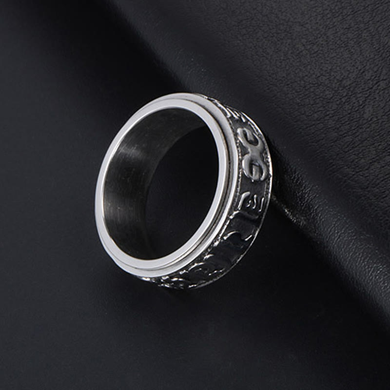 Buddha Stones Tibetan Om Mani Padme Hum Titanium Steel Spinner Balance Ring - image 16