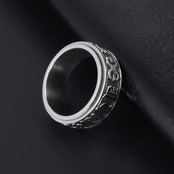 Buddha Stones Tibetan Om Mani Padme Hum Titanium Steel Spinner Balance Ring - image 16