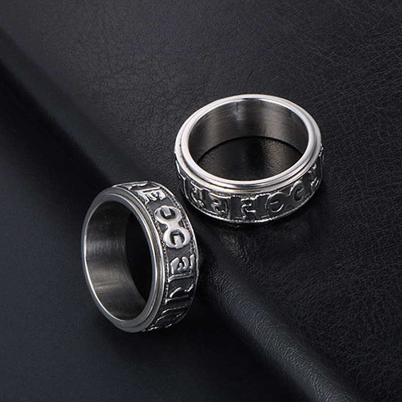 Buddha Stones Tibetan Om Mani Padme Hum Titanium Steel Spinner Balance Ring - image 14