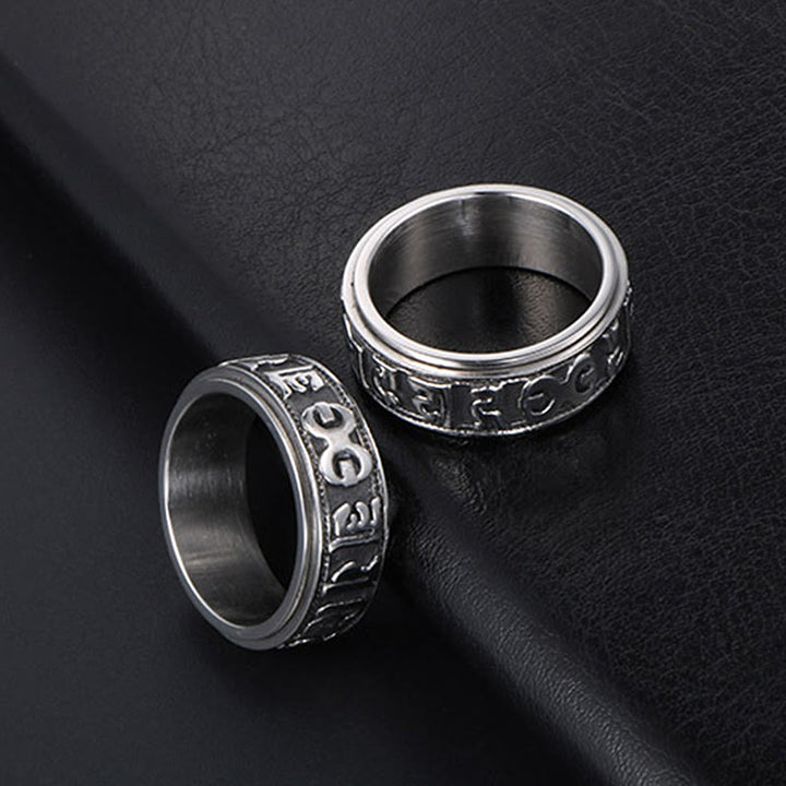 Buddha Stones Tibetan Om Mani Padme Hum Titanium Steel Spinner Balance Ring - image 14