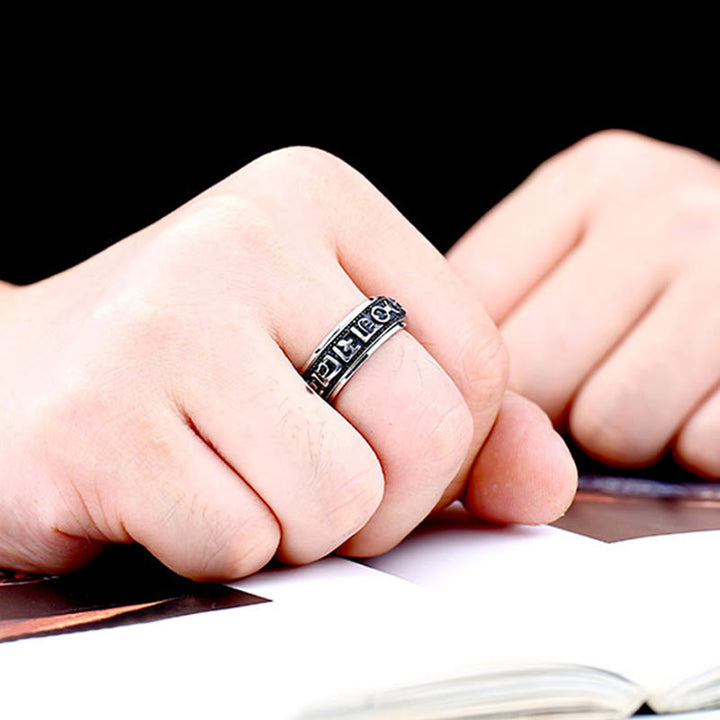 Buddha Stones Tibetan Om Mani Padme Hum Titanium Steel Spinner Balance Ring - image 22